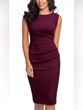 Miusol Women's Retro Ruffle Style Slim Work Pencil Dress